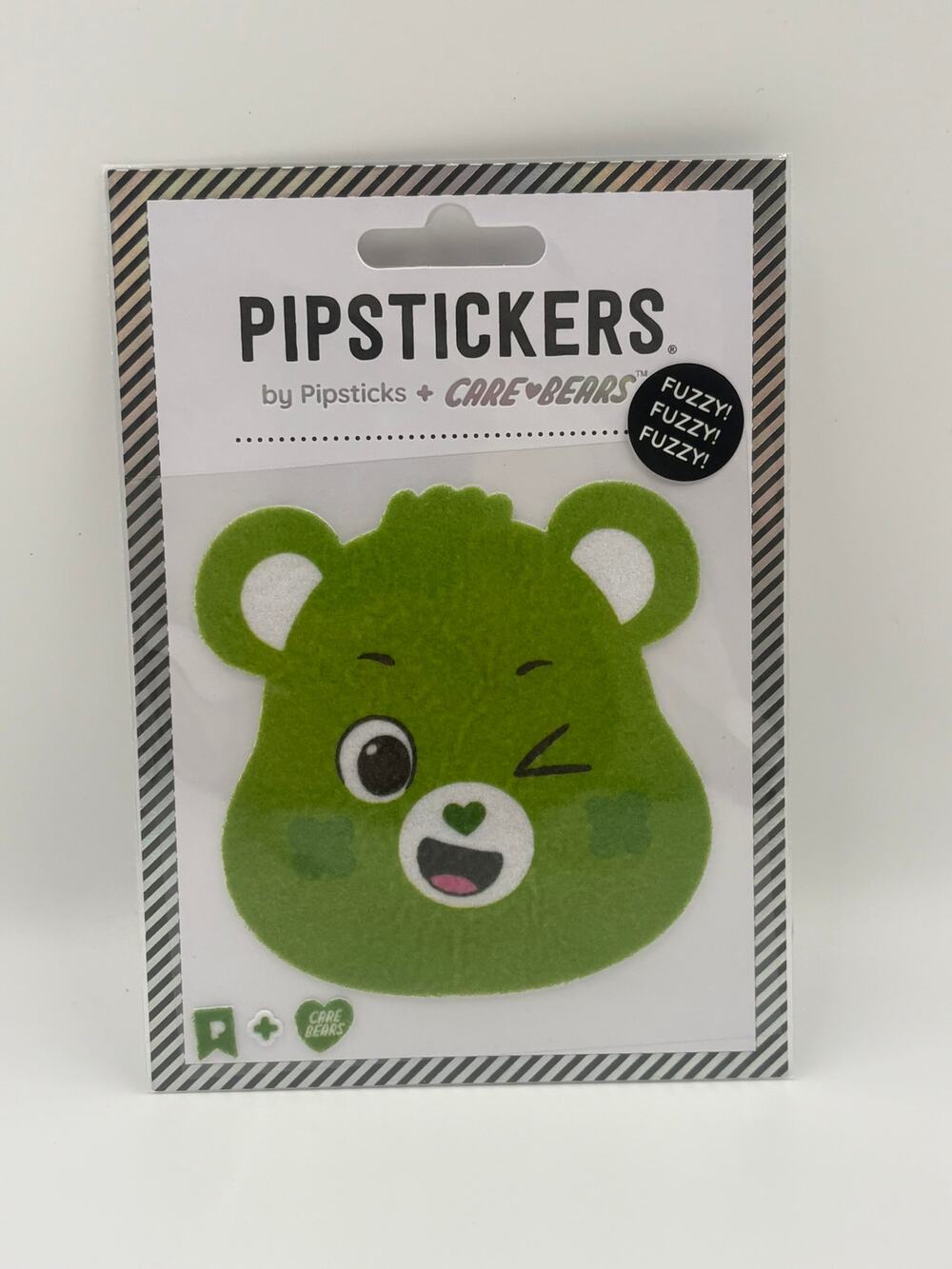 Pipsticks Care Bears Good Luck Bear Fuzzy Sticker Green Collectible NEW